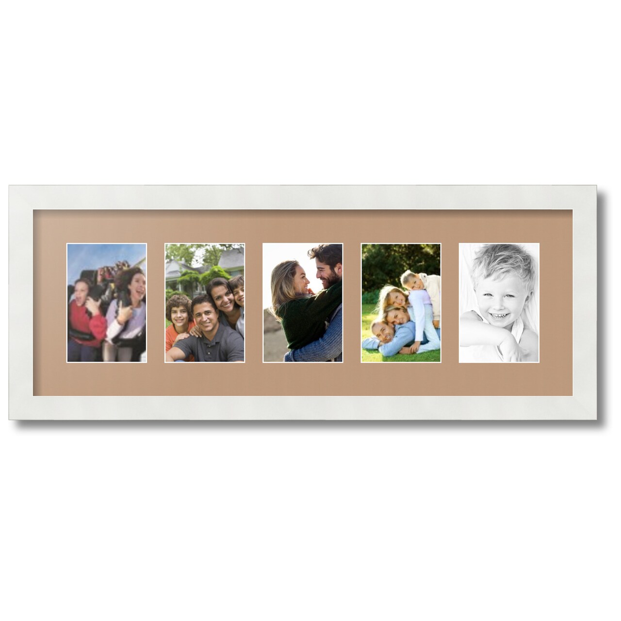ArtToFrames Collage Photo Picture Frame with 5 - 4x6 inch Openings, Framed in White with Over 62 Mat Color Options and Plexi Glass (CSM-3966-153)